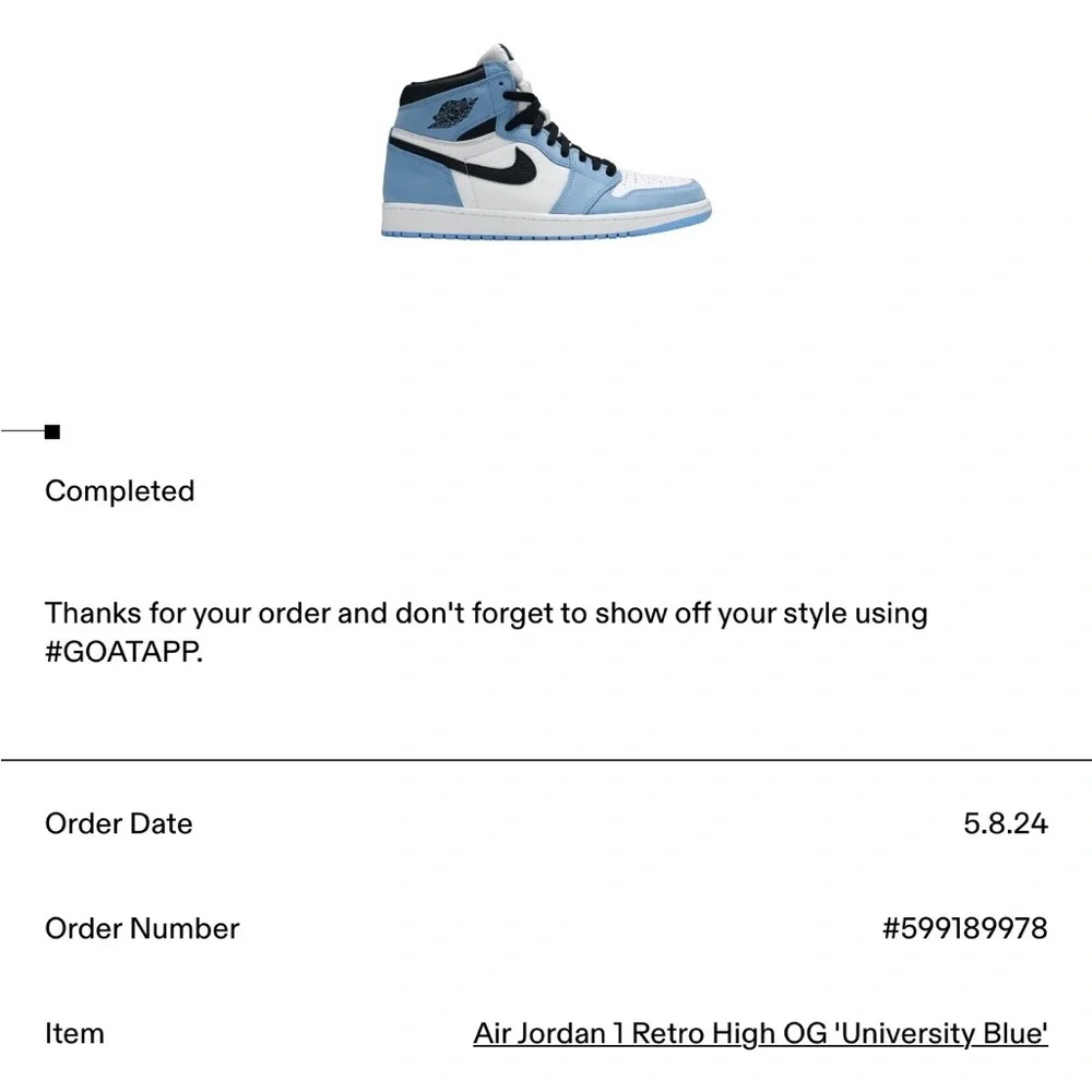Air Jordan 1 Retro High Men's 10.5 - University Blue - Picture 9 of 10